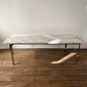 table basse marbre metal chrome vintage annees70 dessus